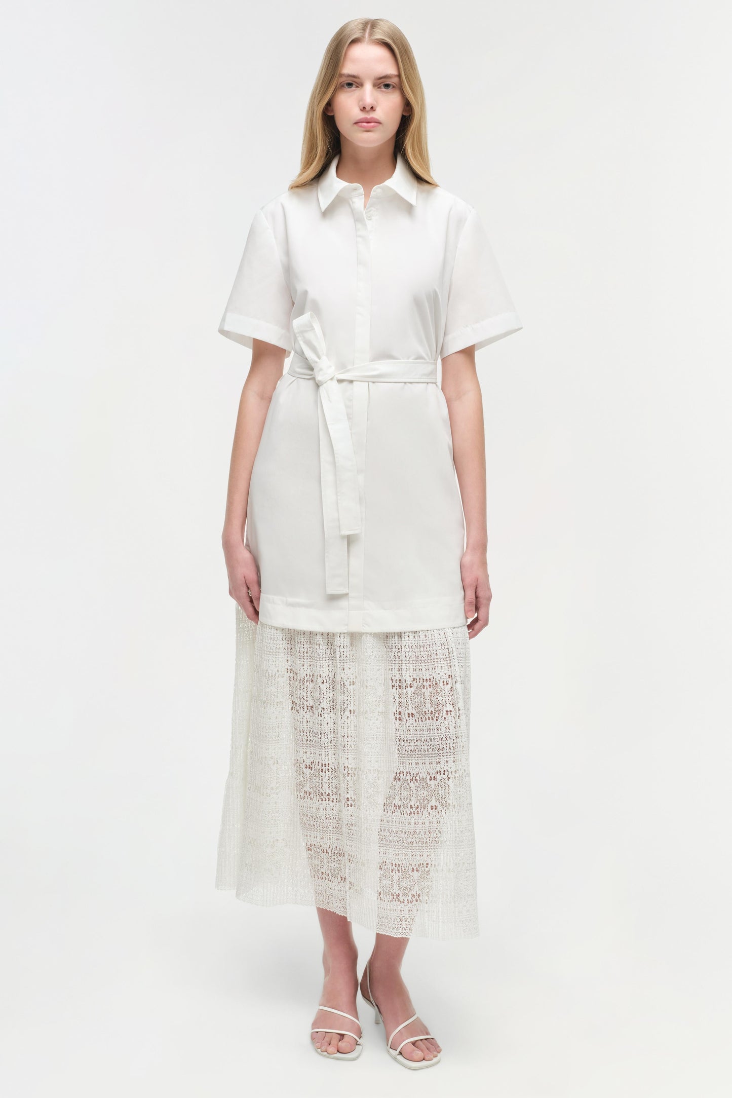 Jenner Lace Midi Shirt Dress