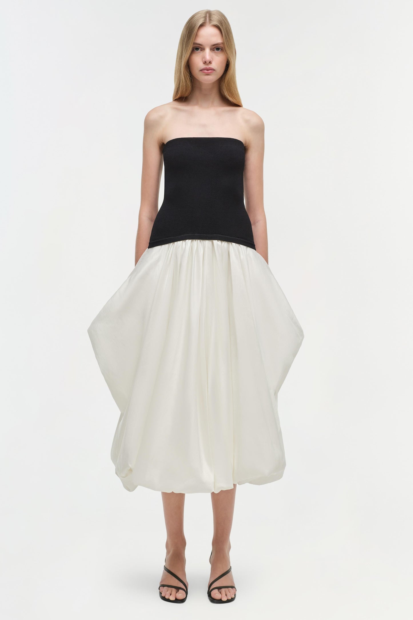 Izzy Strapless Taffeta Midi Dress
