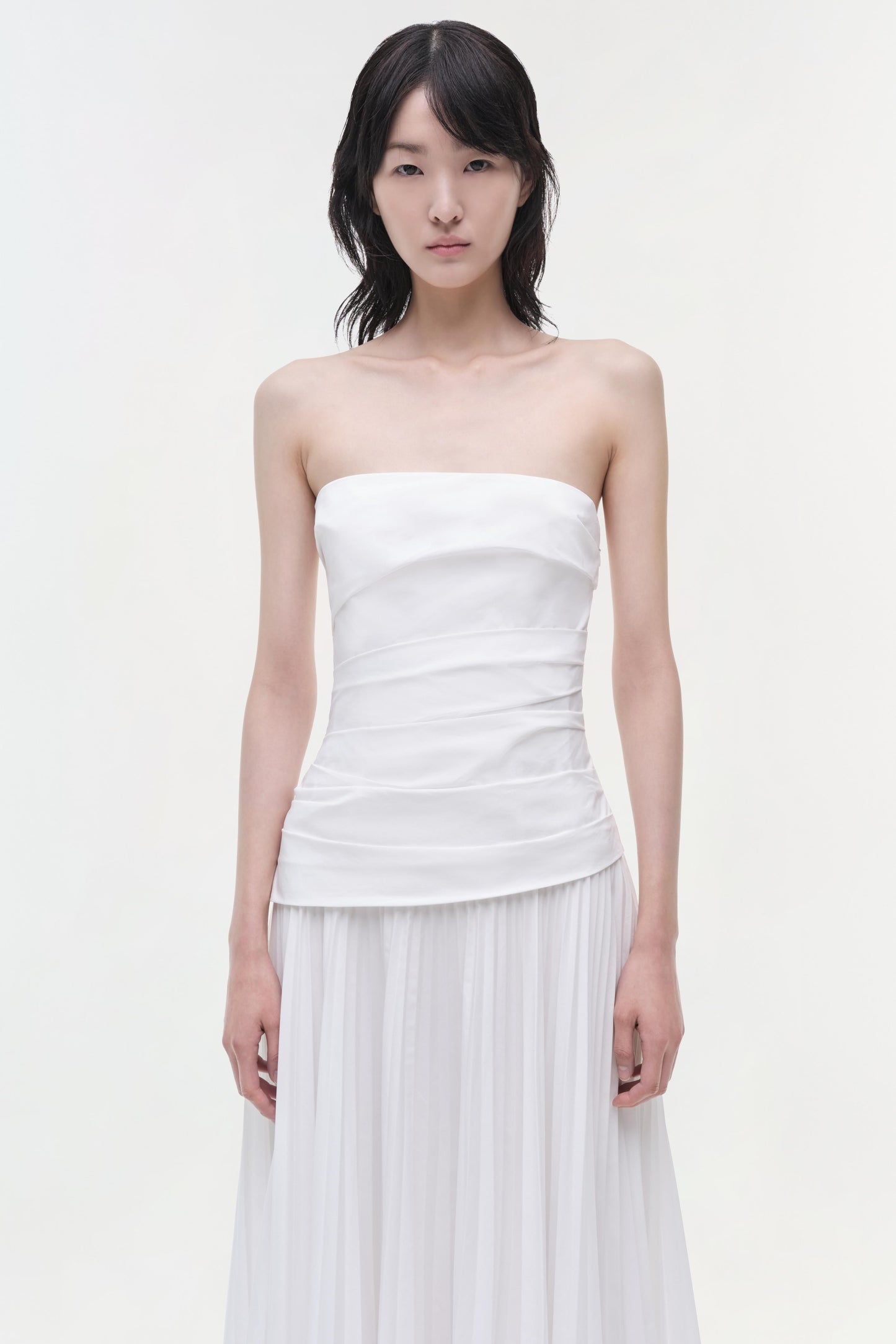 Arie Strapless Cotton Midi Dress