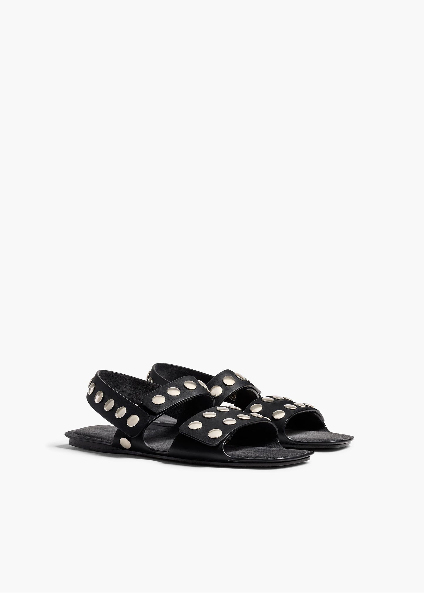Boden Sandal in Black Leather with Silver Studs