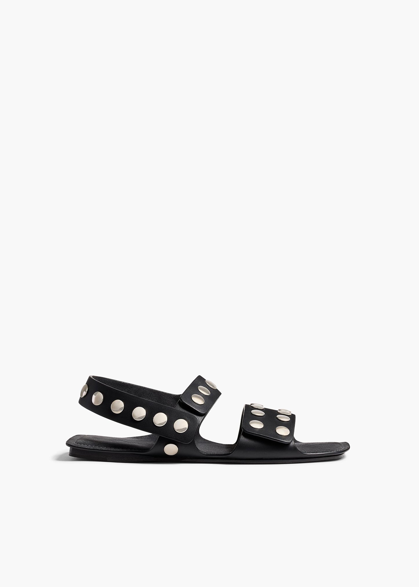 Boden Sandal in Black Leather with Silver Studs