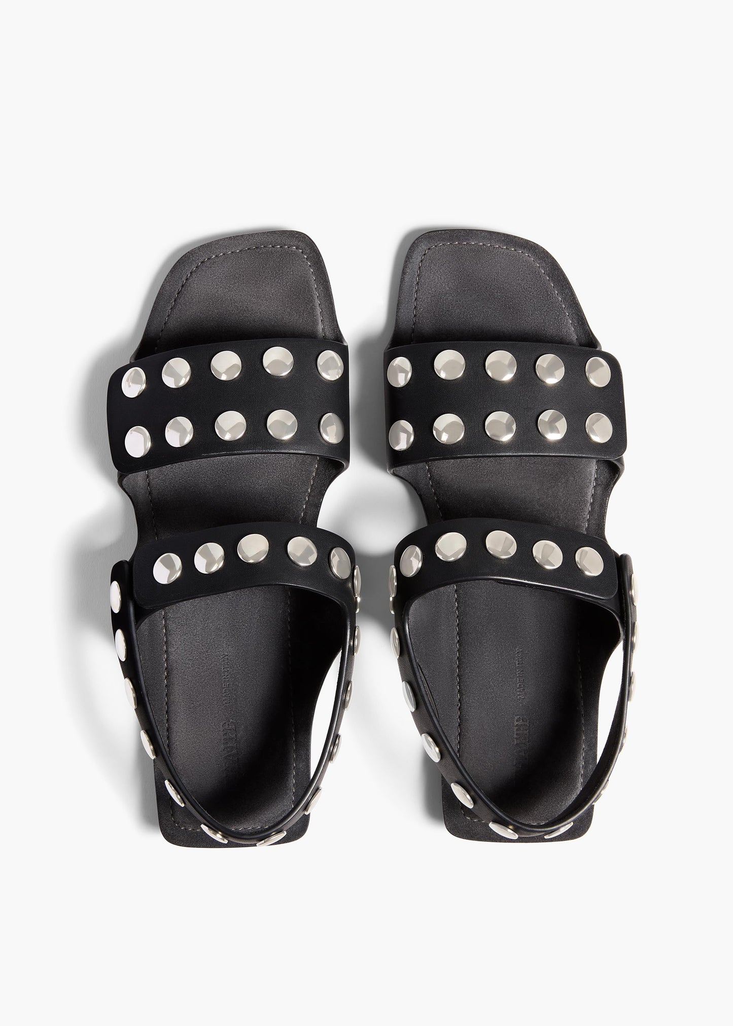 Boden Sandal in Black Leather with Silver Studs