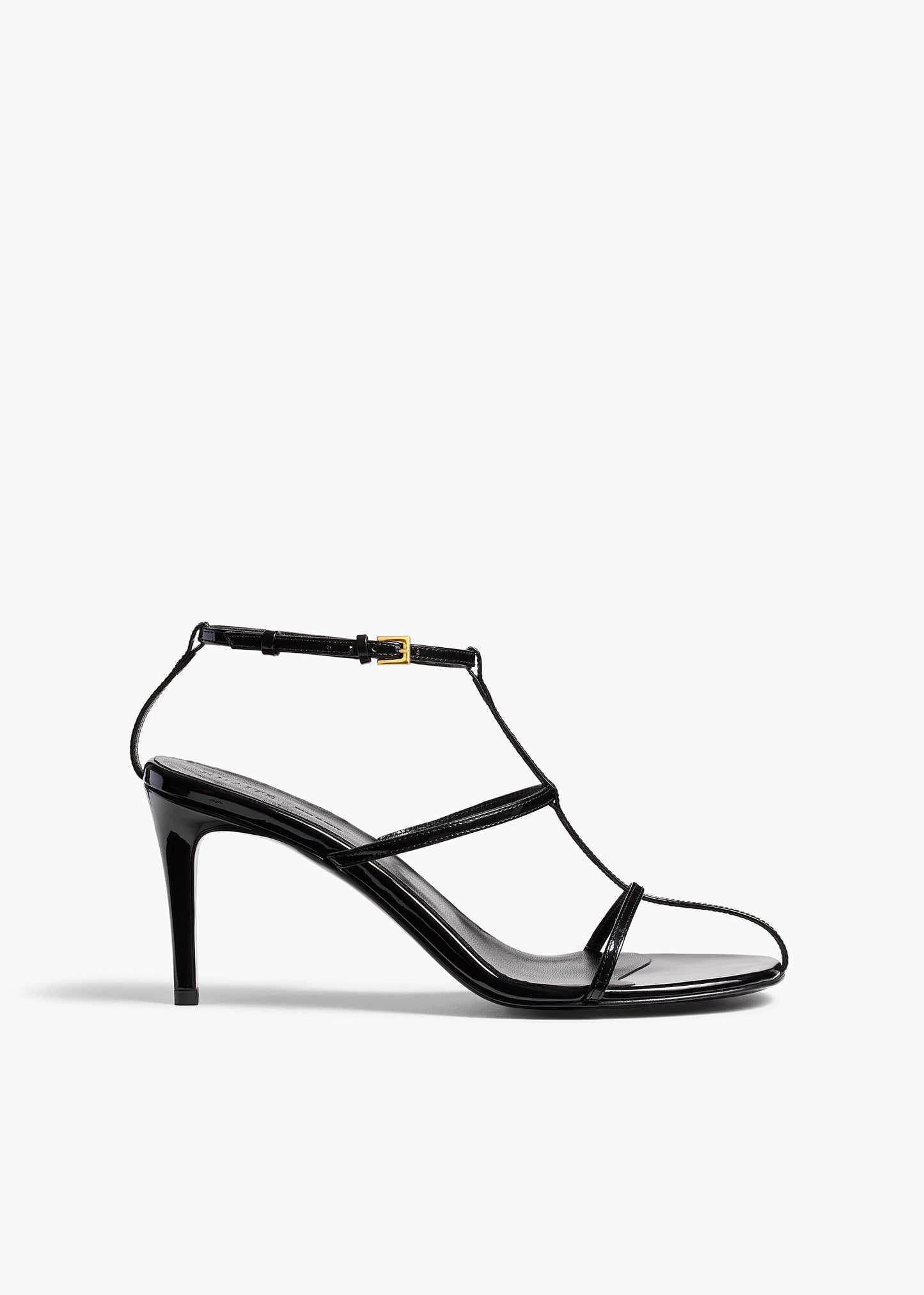Cage Sandal in Black Patent Leather