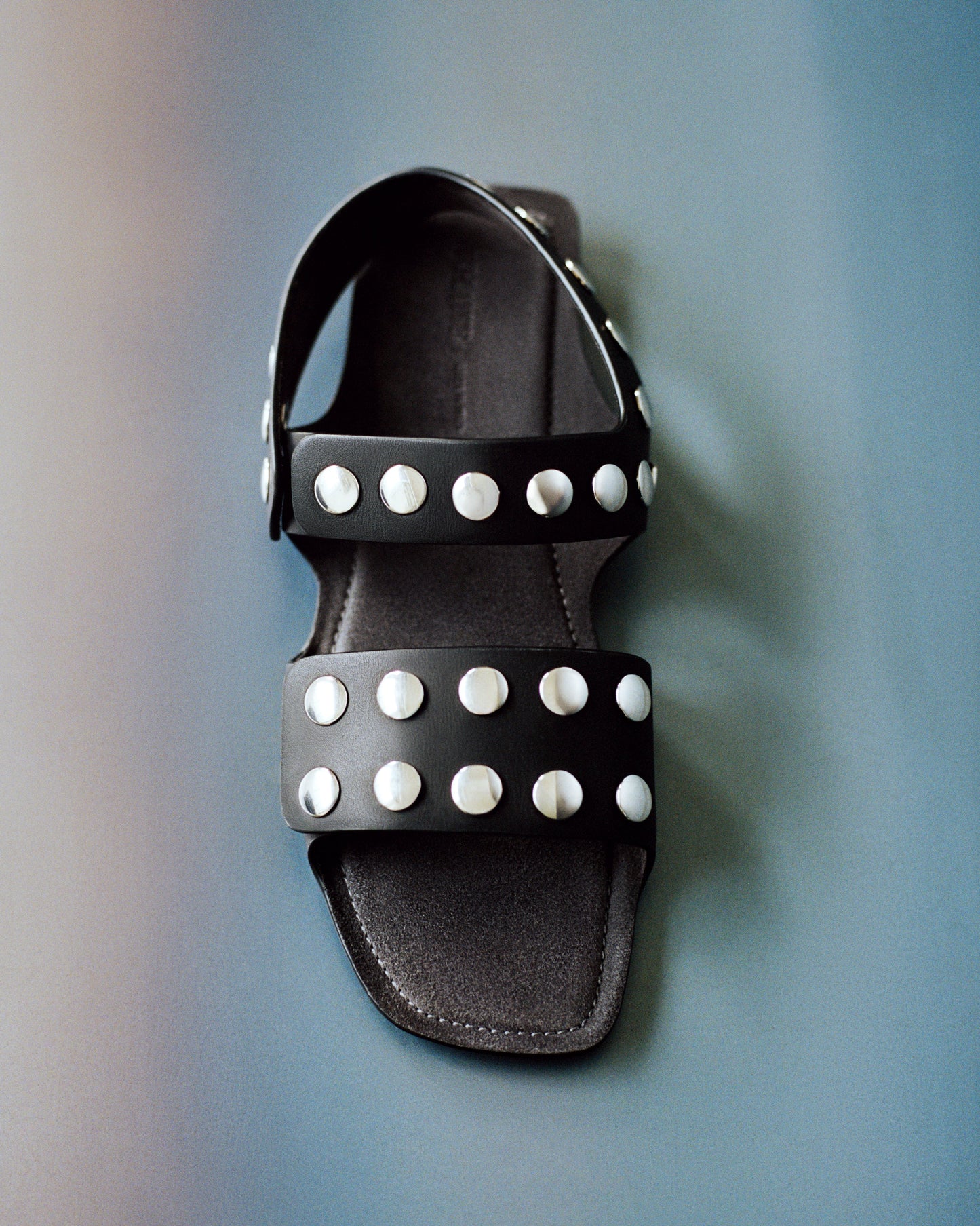 Boden Sandal in Black Leather with Silver Studs