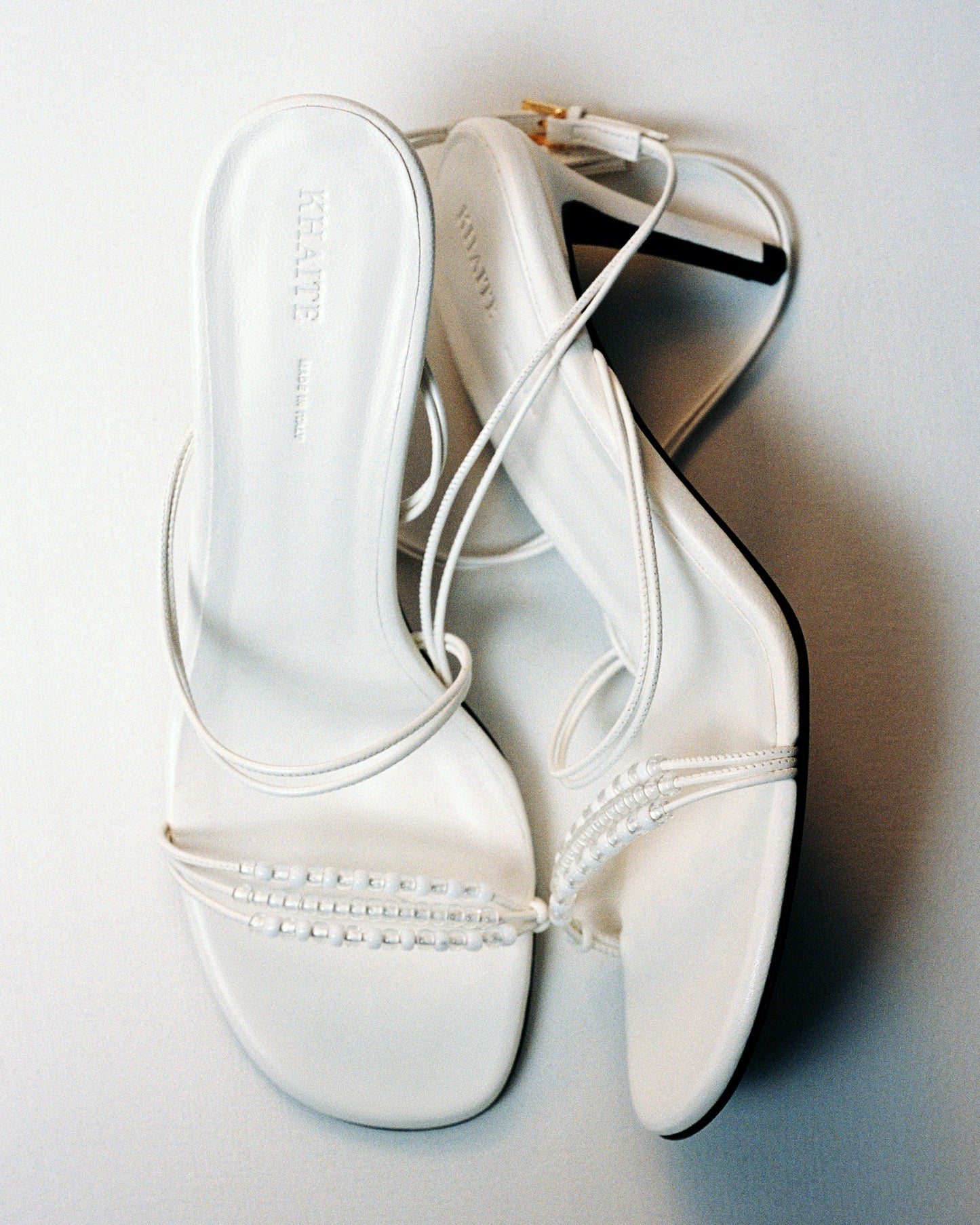 Loop Sandal with Beads in Optic White Leather