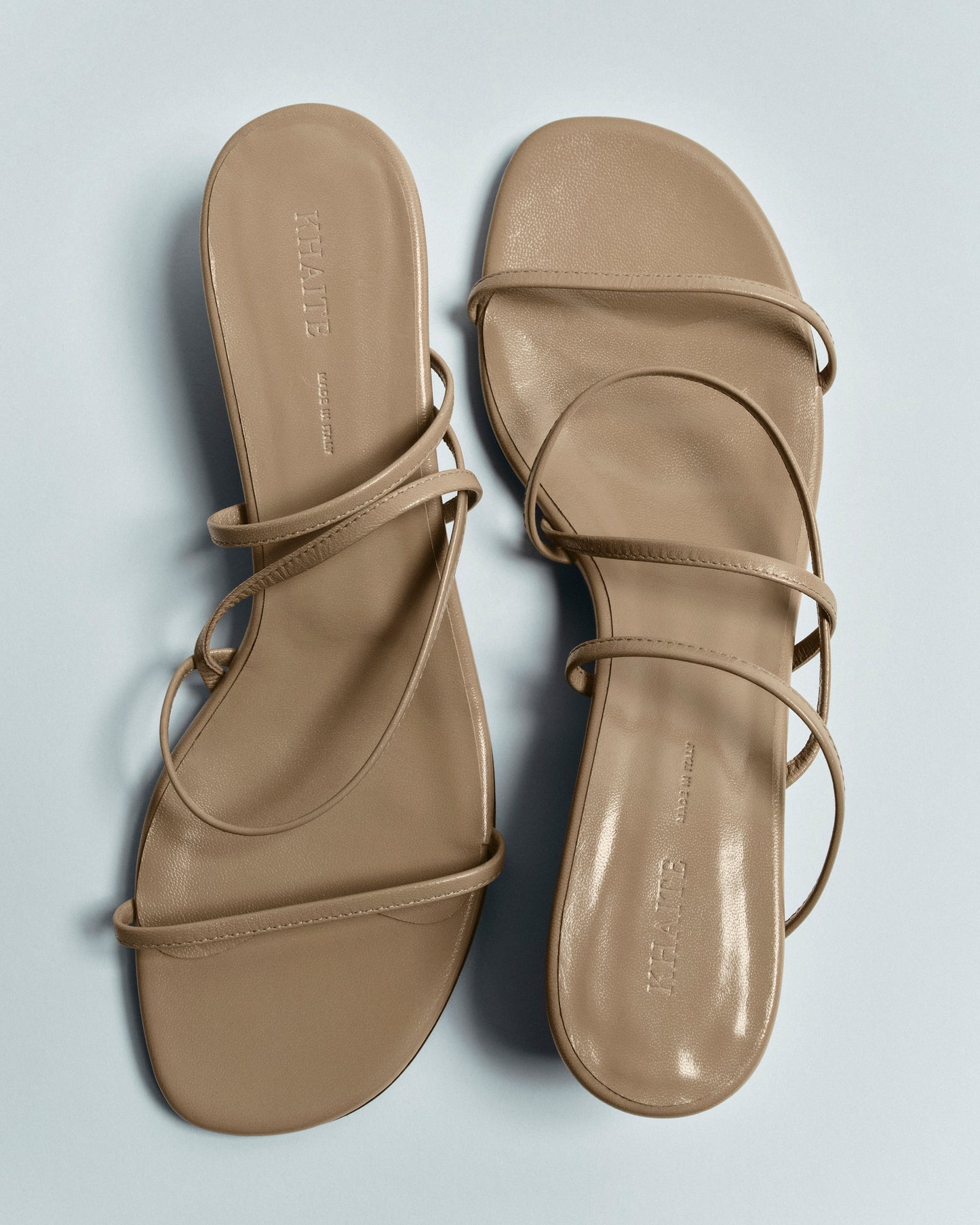 Loop Kitten Heel Sandal in Beige Leather