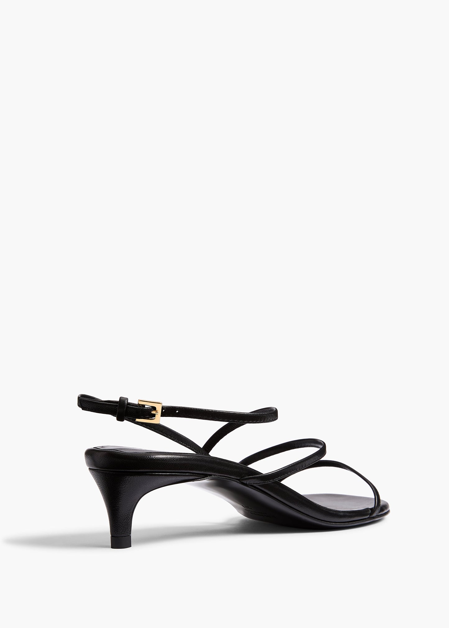 Loop Kitten Heel Sandal in Black Leather