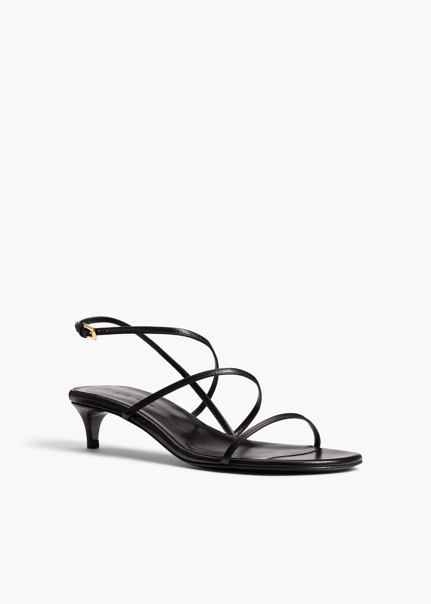 Loop Kitten Heel Sandal in Black Leather