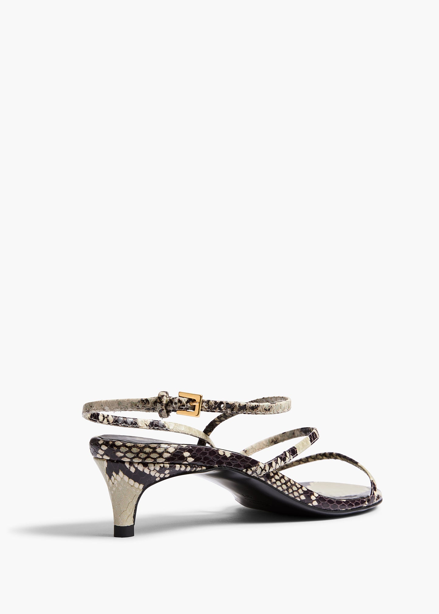 Loop Kitten Heel Sandal in Natural Python-Embossed Leather