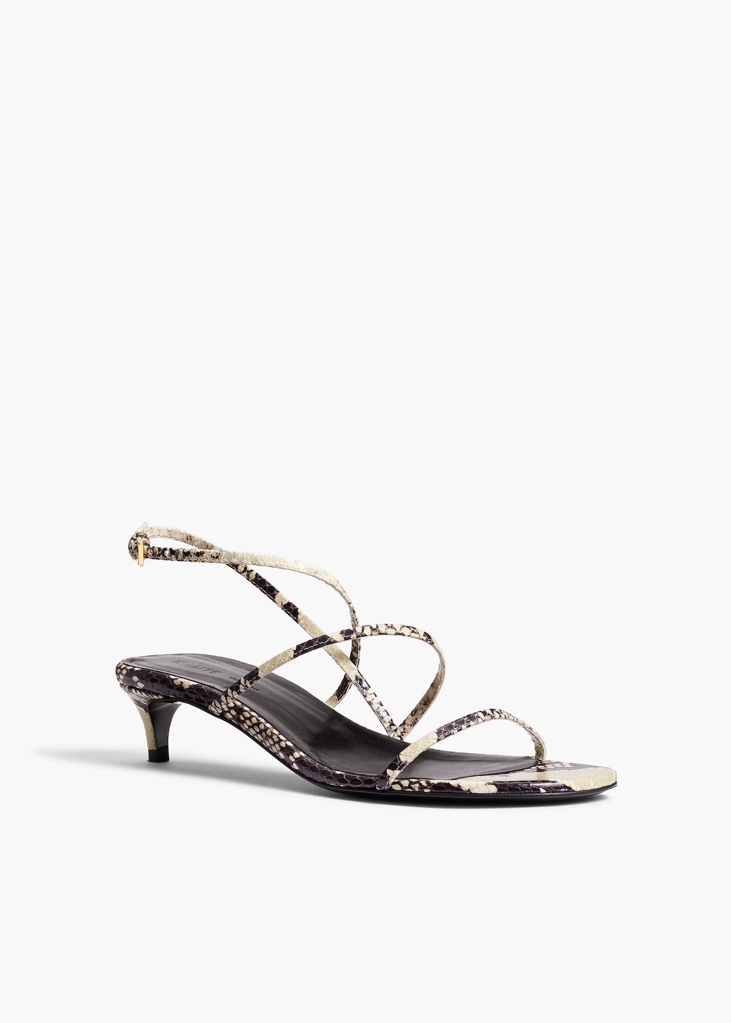 Loop Kitten Heel Sandal in Natural Python-Embossed Leather