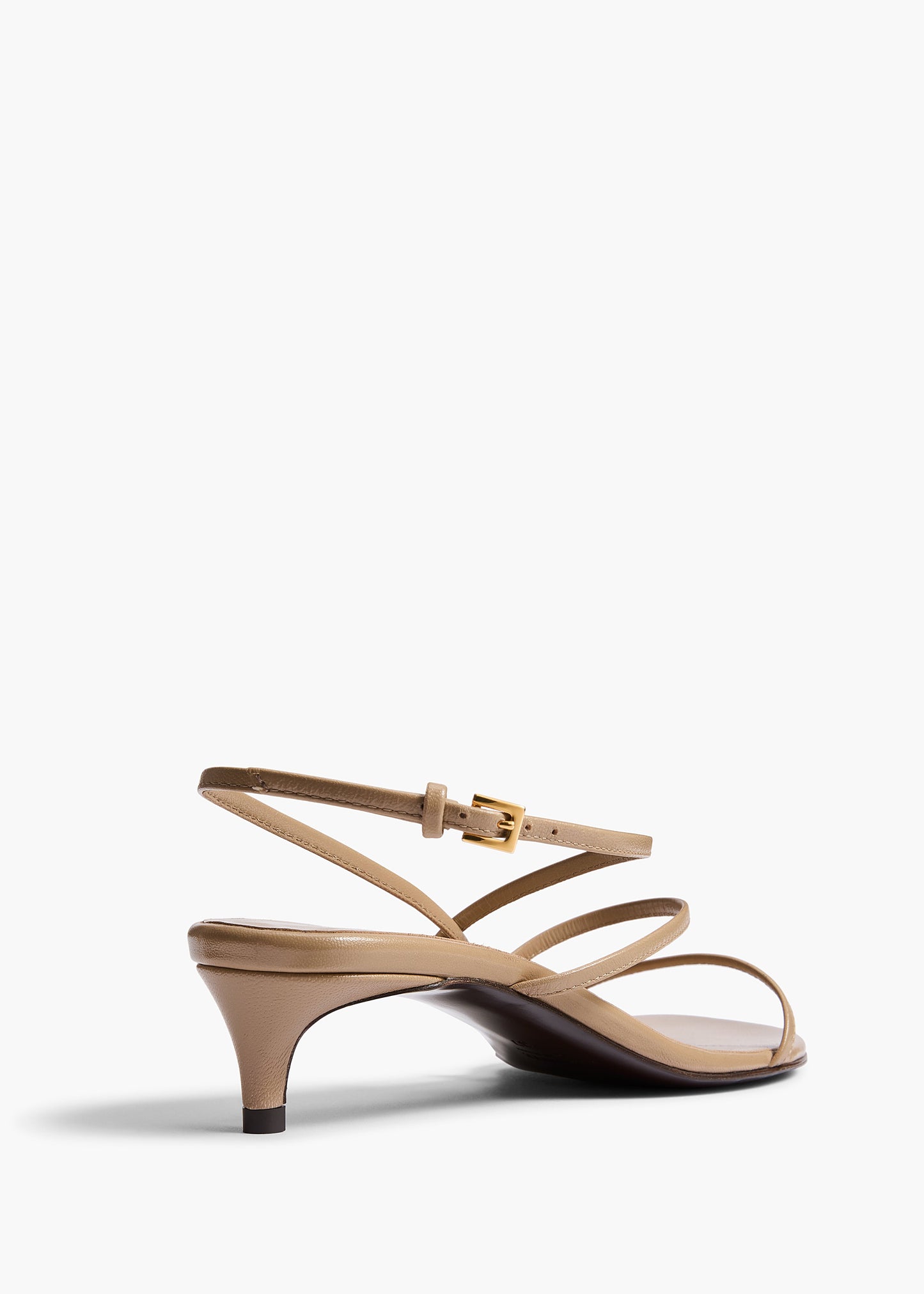 Loop Kitten Heel Sandal in Beige Leather