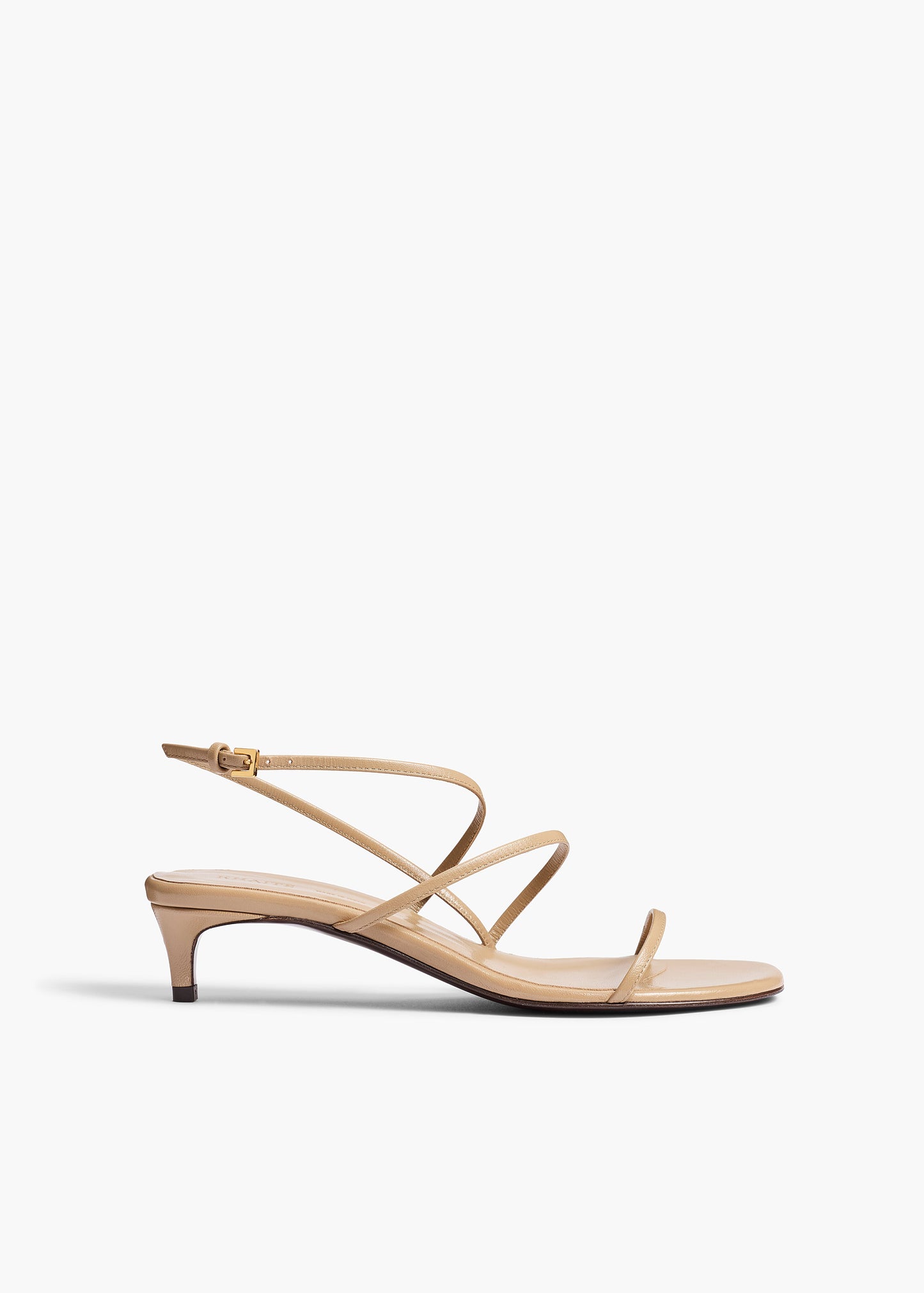 Loop Kitten Heel Sandal in Beige Leather