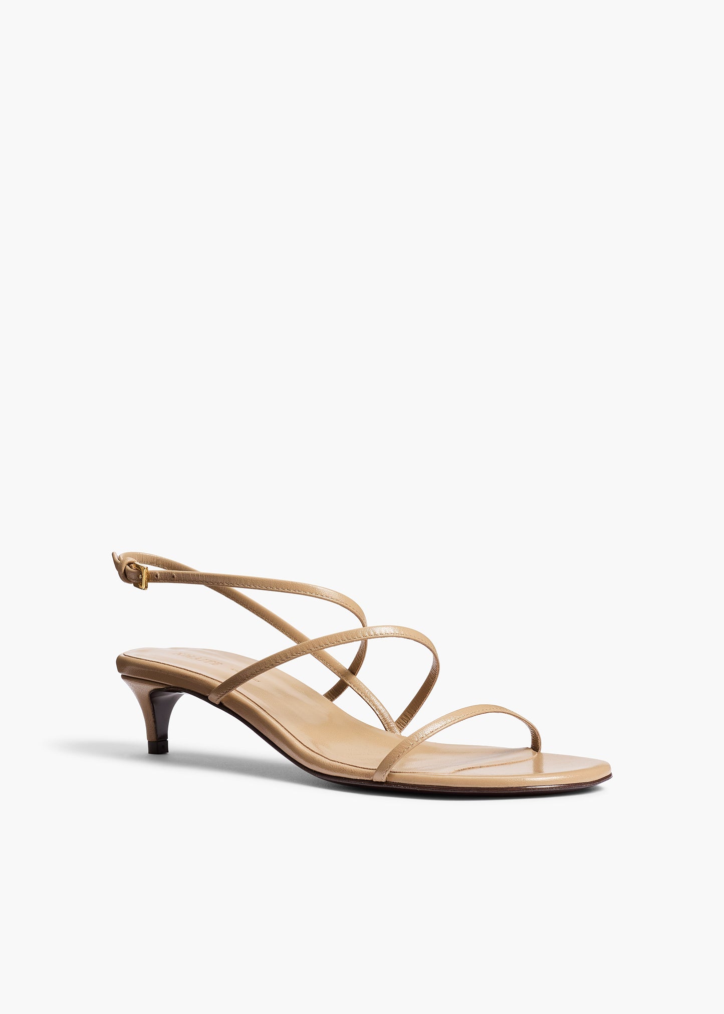 Loop Kitten Heel Sandal in Beige Leather