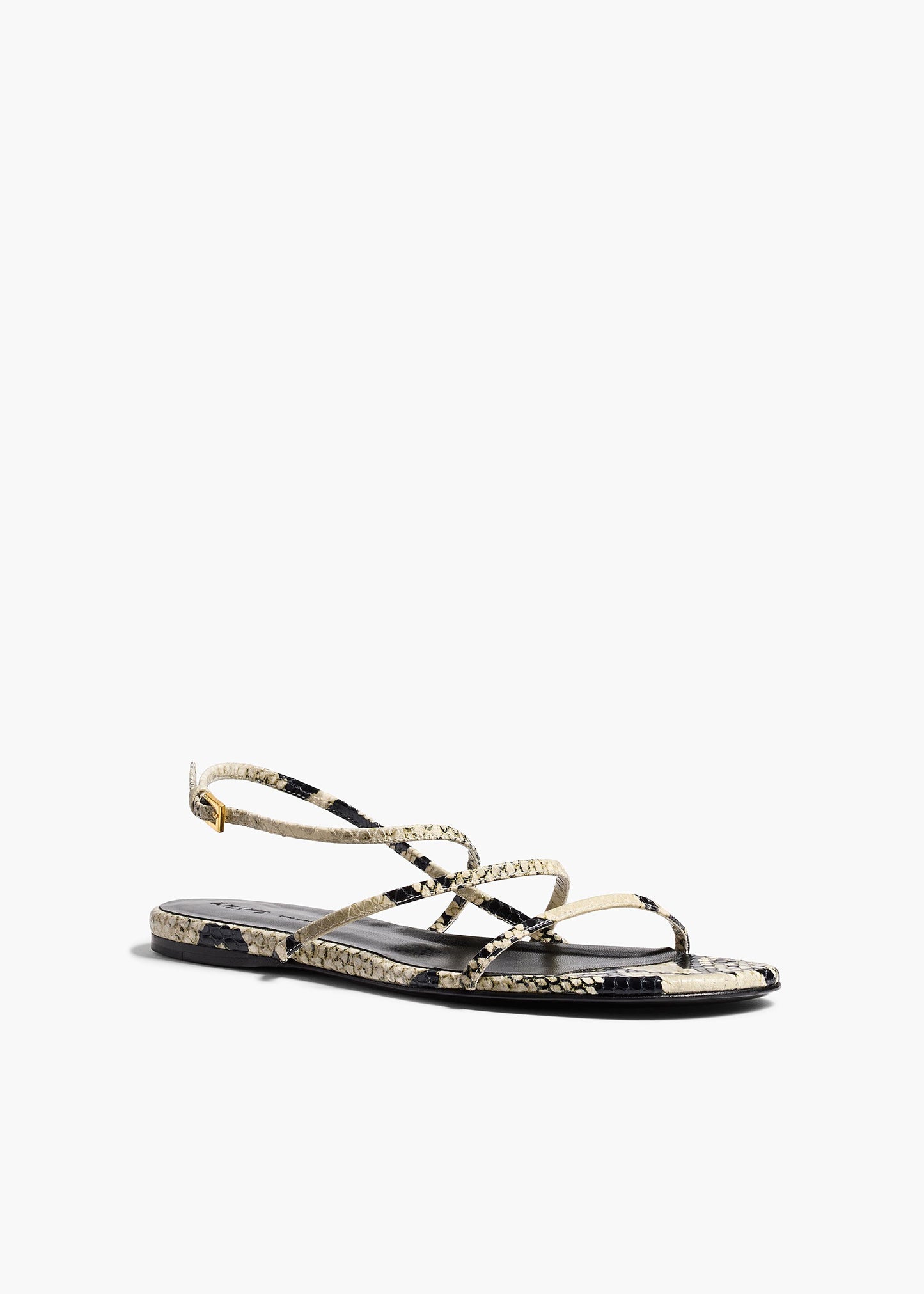 Loop Flat Sandal in Natural Python-Embossed Leather