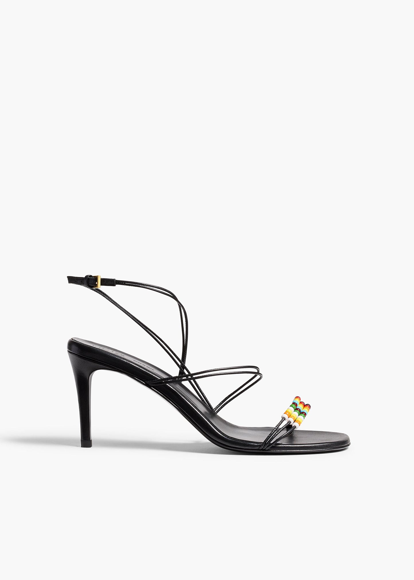 Loop Sandal with Beads in Black Leather
