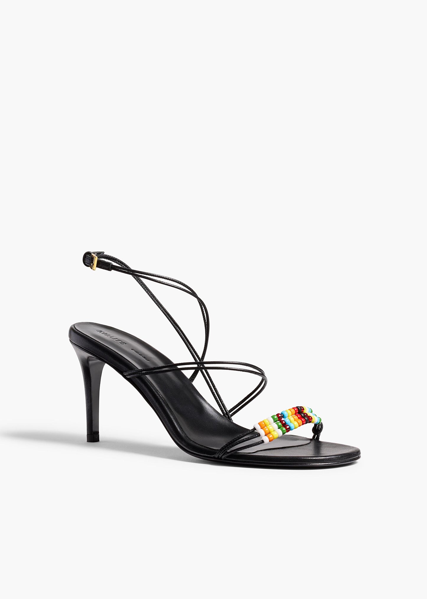 Loop Sandal with Beads in Black Leather