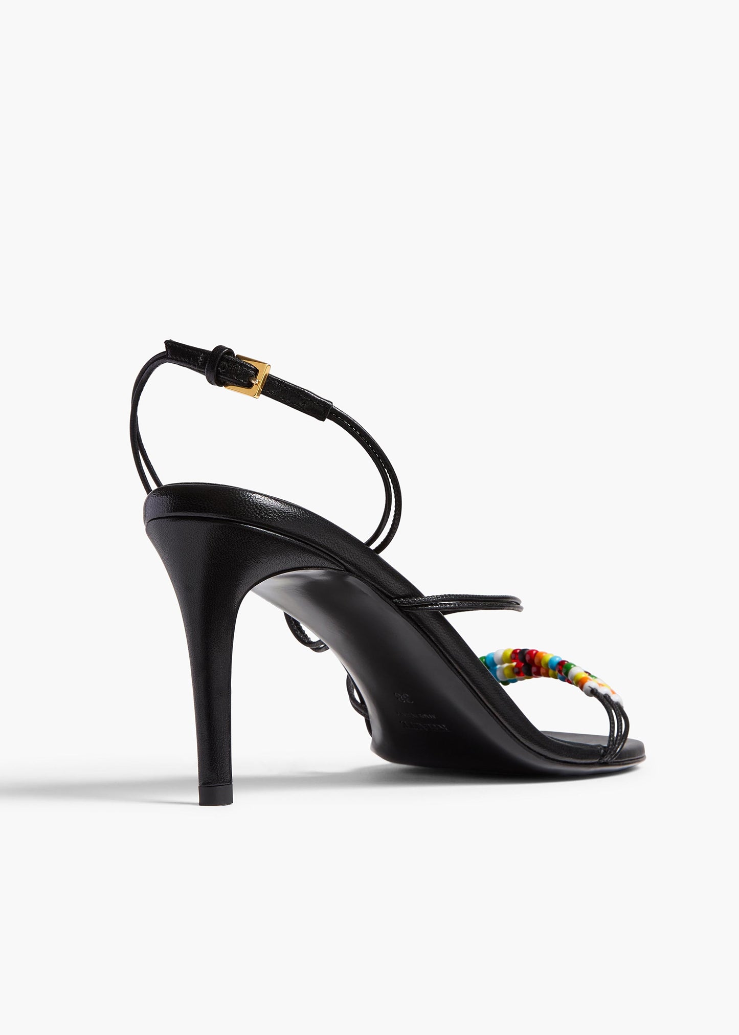 Loop Sandal with Beads in Black Leather