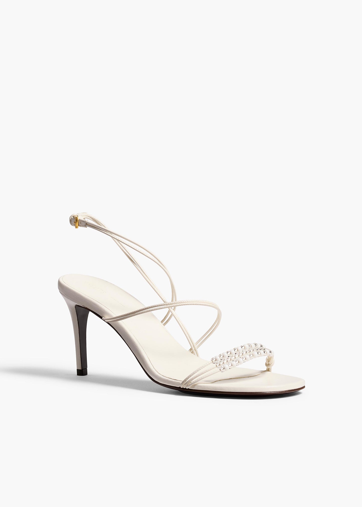 Loop Sandal with Beads in Optic White Leather