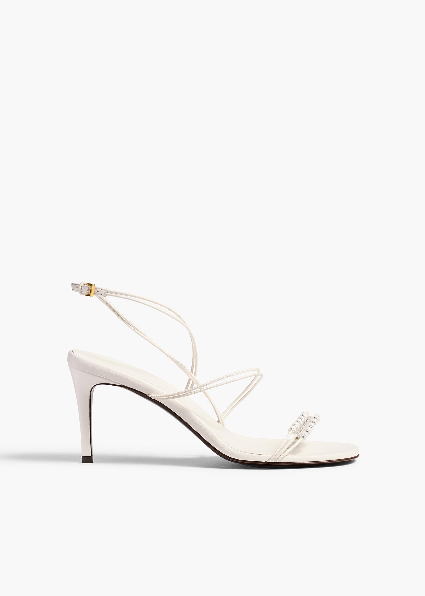 Loop Sandal with Beads in Optic White Leather