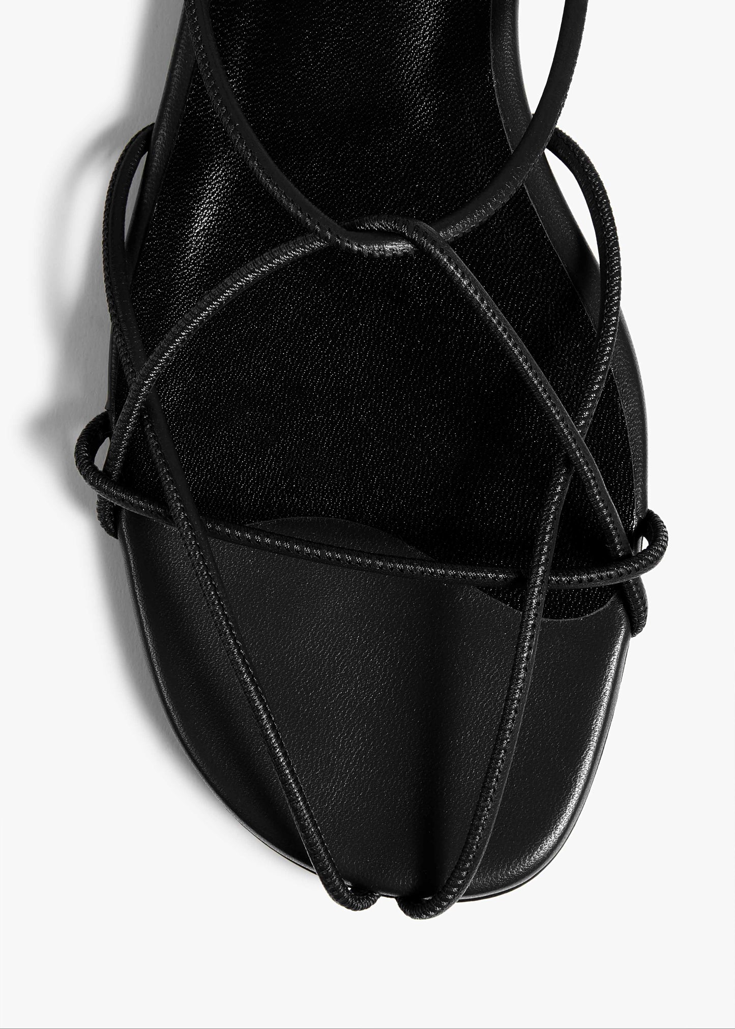 Loulou Flat Sandal in Black Leather