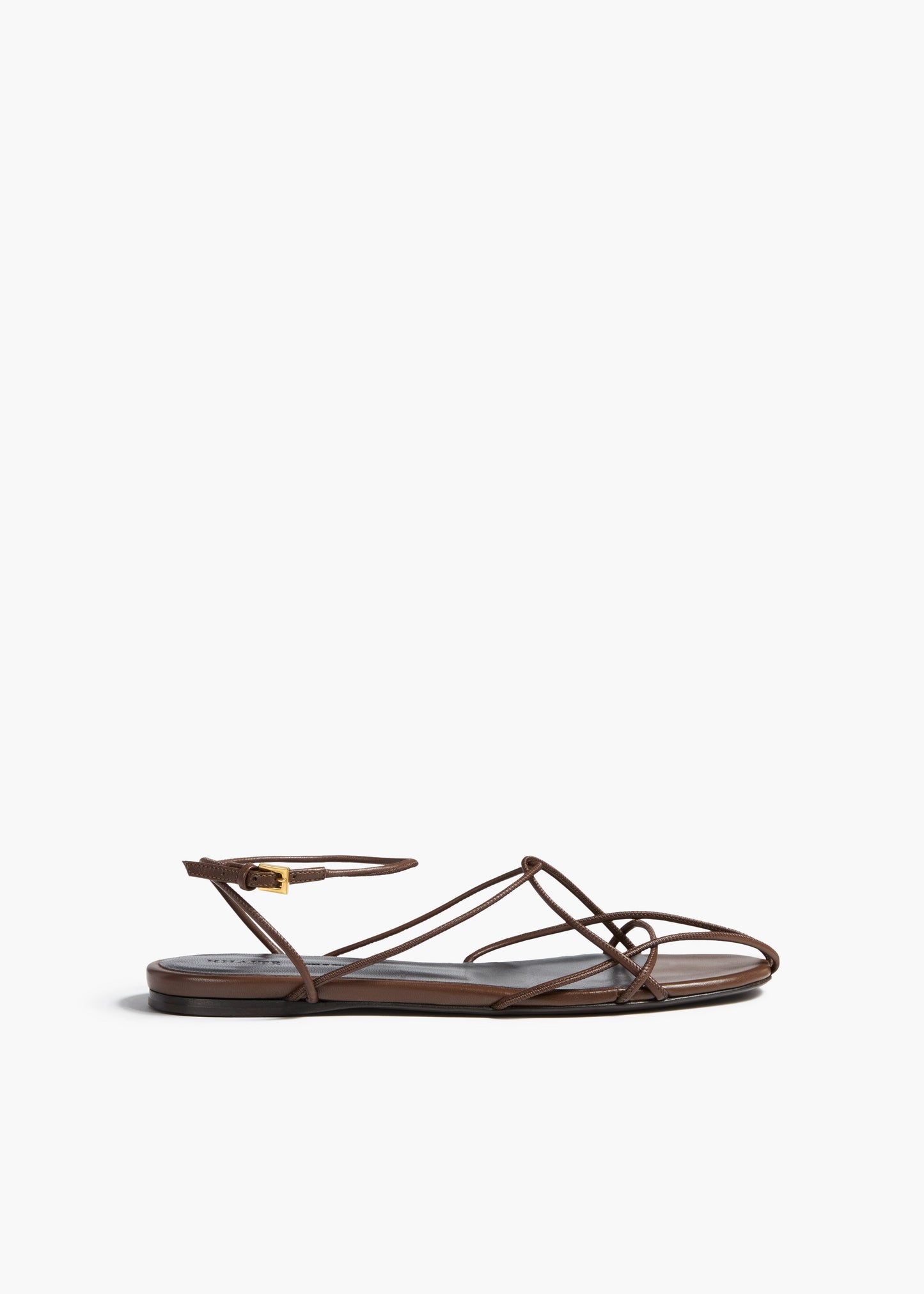 Loulou Flat Sandal in Cigar Leather