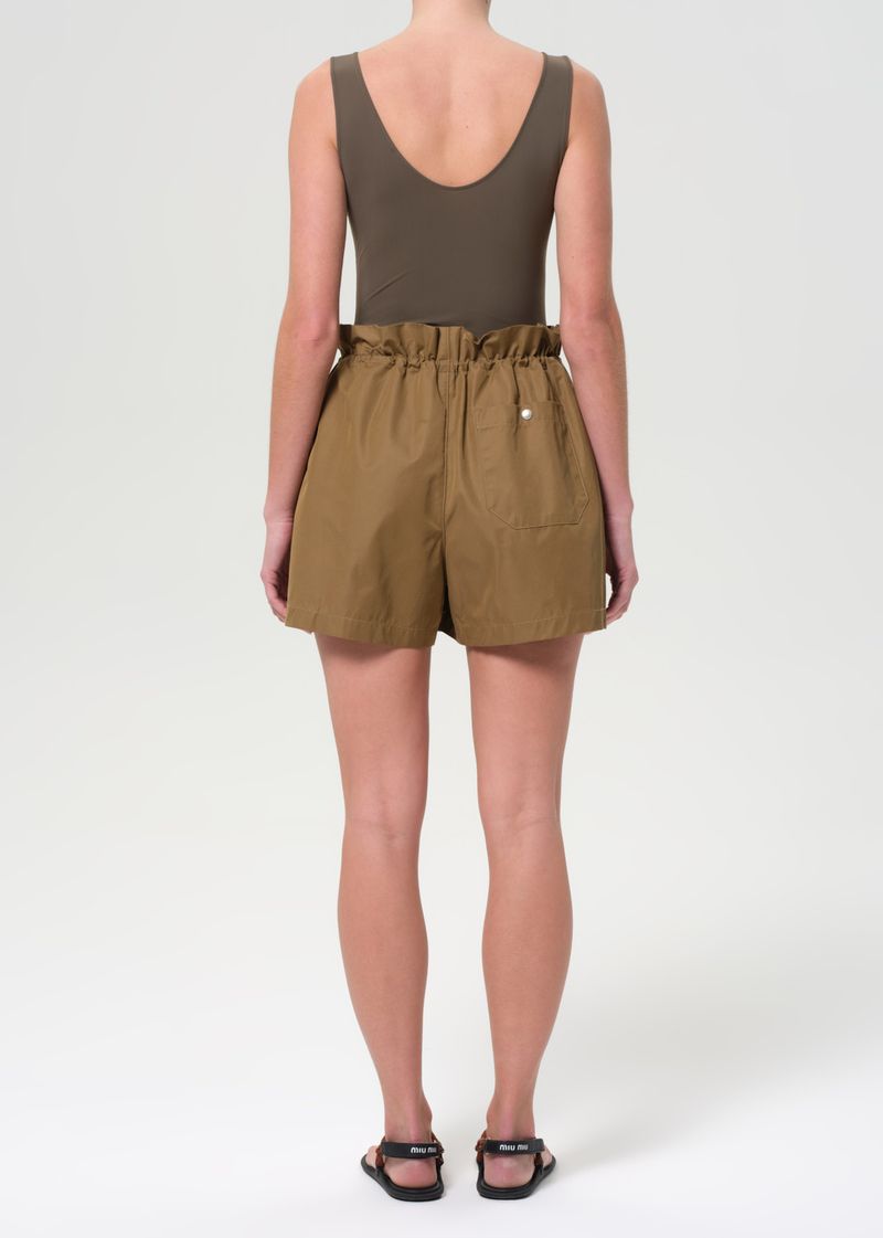 Lydia Pull On Gather Short in Khaki