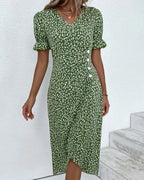Quincy Summer Dress for Women – Floral Short-Sleeve Dress with Elegant Button Closure
