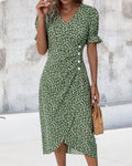 Quincy Summer Dress for Women – Floral Short-Sleeve Dress with Elegant Button Closure