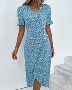 Quincy Summer Dress for Women – Floral Short-Sleeve Dress with Elegant Button Closure