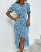Quincy Summer Dress for Women – Floral Short-Sleeve Dress with Elegant Button Closure