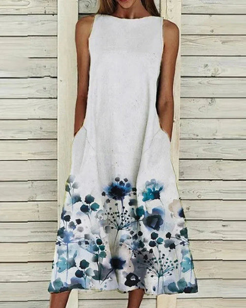 Alexandra Summer Dress for Women – Light Floral Midi Dress, Elegant for Sunny Days