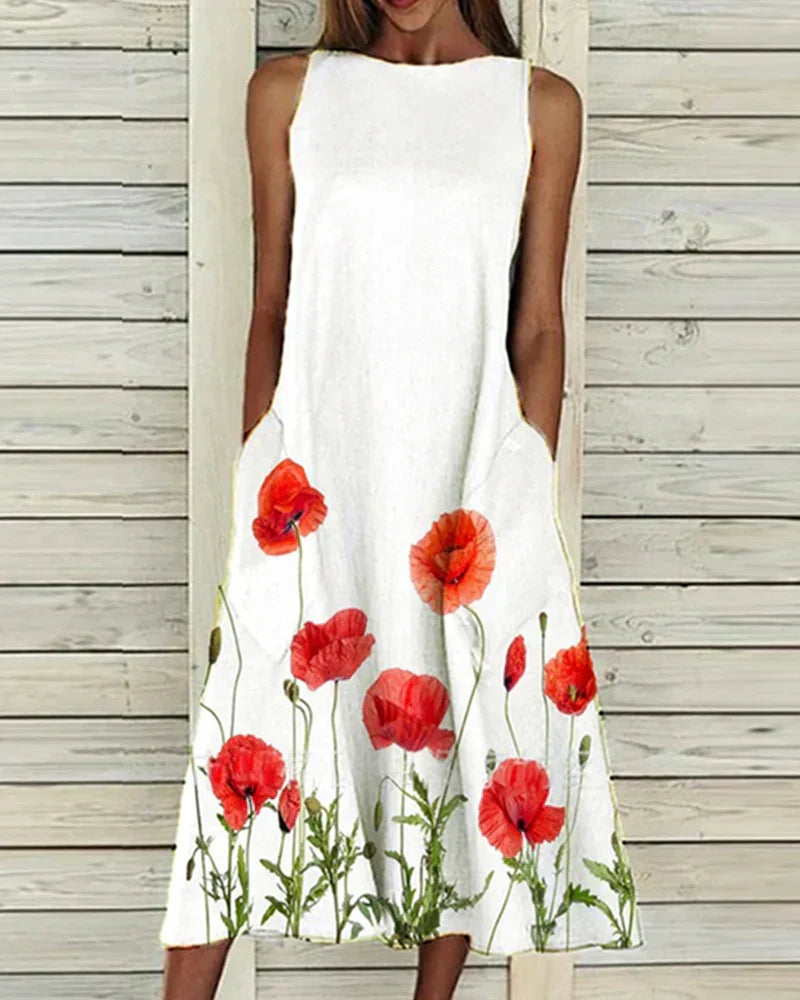 Alexandra Summer Dress for Women – Light Floral Midi Dress, Elegant for Sunny Days