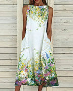 Alexandra Summer Dress for Women – Light Floral Midi Dress, Elegant for Sunny Days
