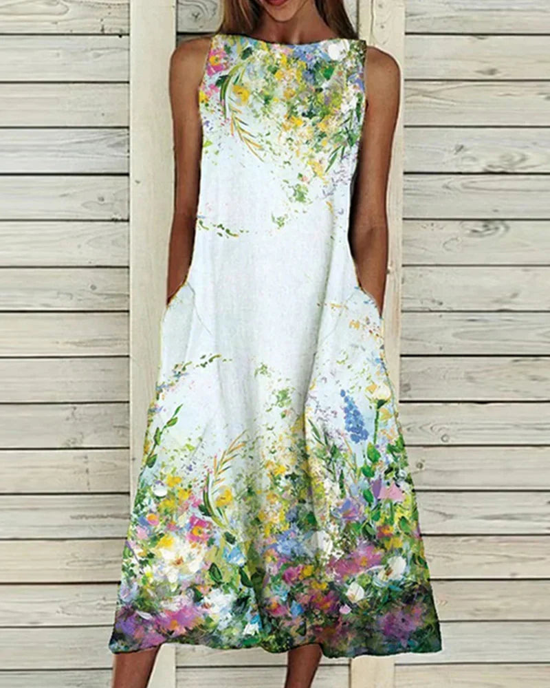 Alexandra Summer Dress for Women – Light Floral Midi Dress, Elegant for Sunny Days