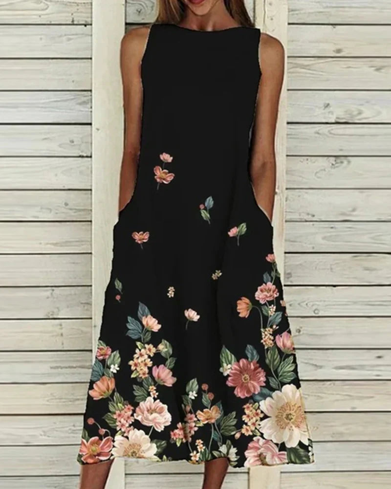 Alexandra Summer Dress for Women – Light Floral Midi Dress, Elegant for Sunny Days