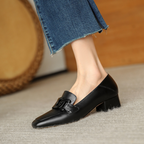 Evrynth Loafers for Women – Mary Jane Leather Shoes with Chunky Heel & Comfort