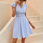 Ailani Dress for Women – Elegant Striped Dress with Flutter Sleeves & Feminine Summer Cut