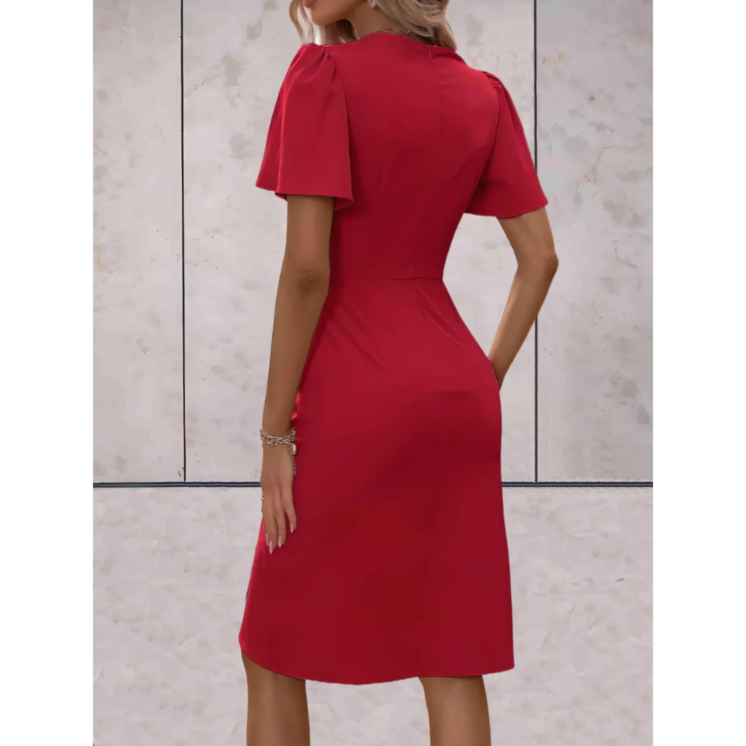 Brenda Wrap Dress for Women – Elegant Dress with Flowy Sleeves & V-Neckline for Evening