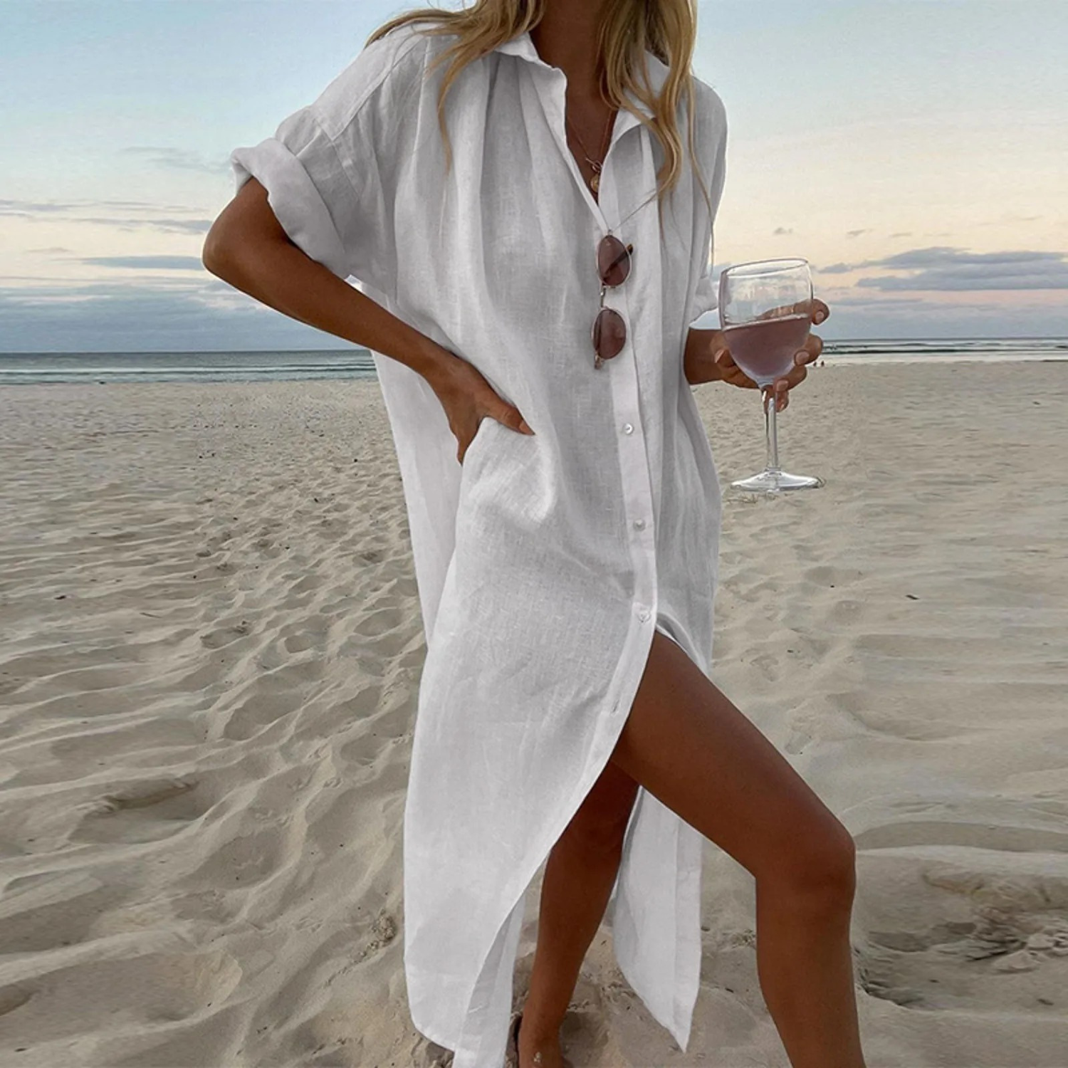 Zoya Shirt Dress for Women – Elegant Oversized Blouse with Comfortable Cut & Chic Look