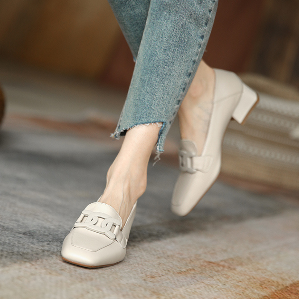 Evrynth Loafers for Women – Mary Jane Leather Shoes with Chunky Heel & Comfort