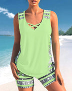 Bienna Tankini for Women – Geometric Design with Full Coverage & Comfortable Fit