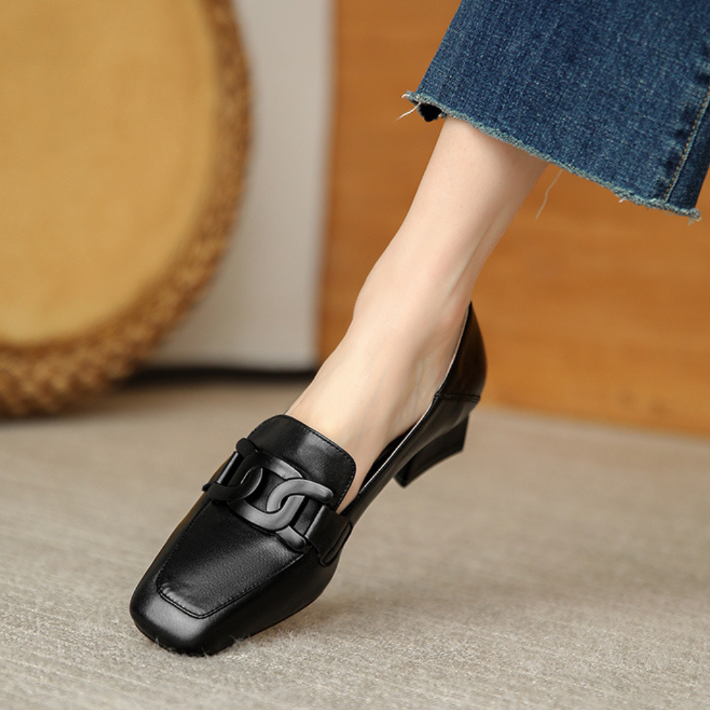 Evrynth Loafers for Women – Mary Jane Leather Shoes with Chunky Heel & Comfort