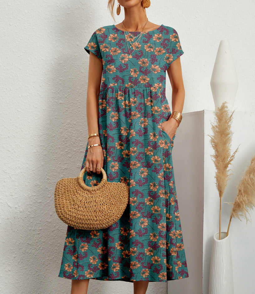 Frances Midi Dress for Women – Elegant Floral Dress in Breathable Fabric with Feminine Cut
