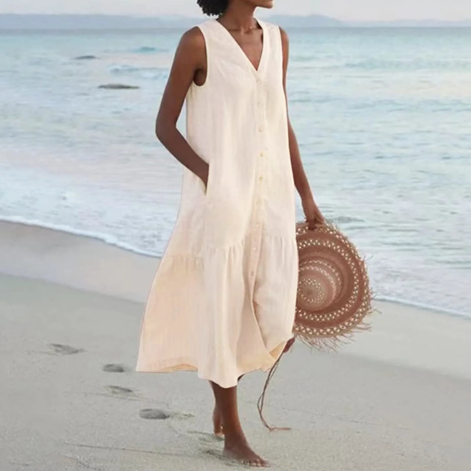 Lena Summer Dress for Women – Elegant V-Neck Dress with Airy Cut & Timeless Design
