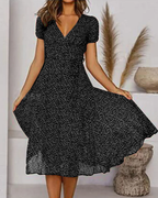 Elise Chiffon Dress for Women – Light Floral Print, V-Neck & Flowy Summer Cut