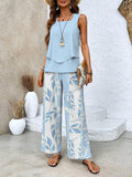 Ghislaine Outfit Set for Women – Elegant Floral Print Top & Pants with Flattering Cut and Comfort
