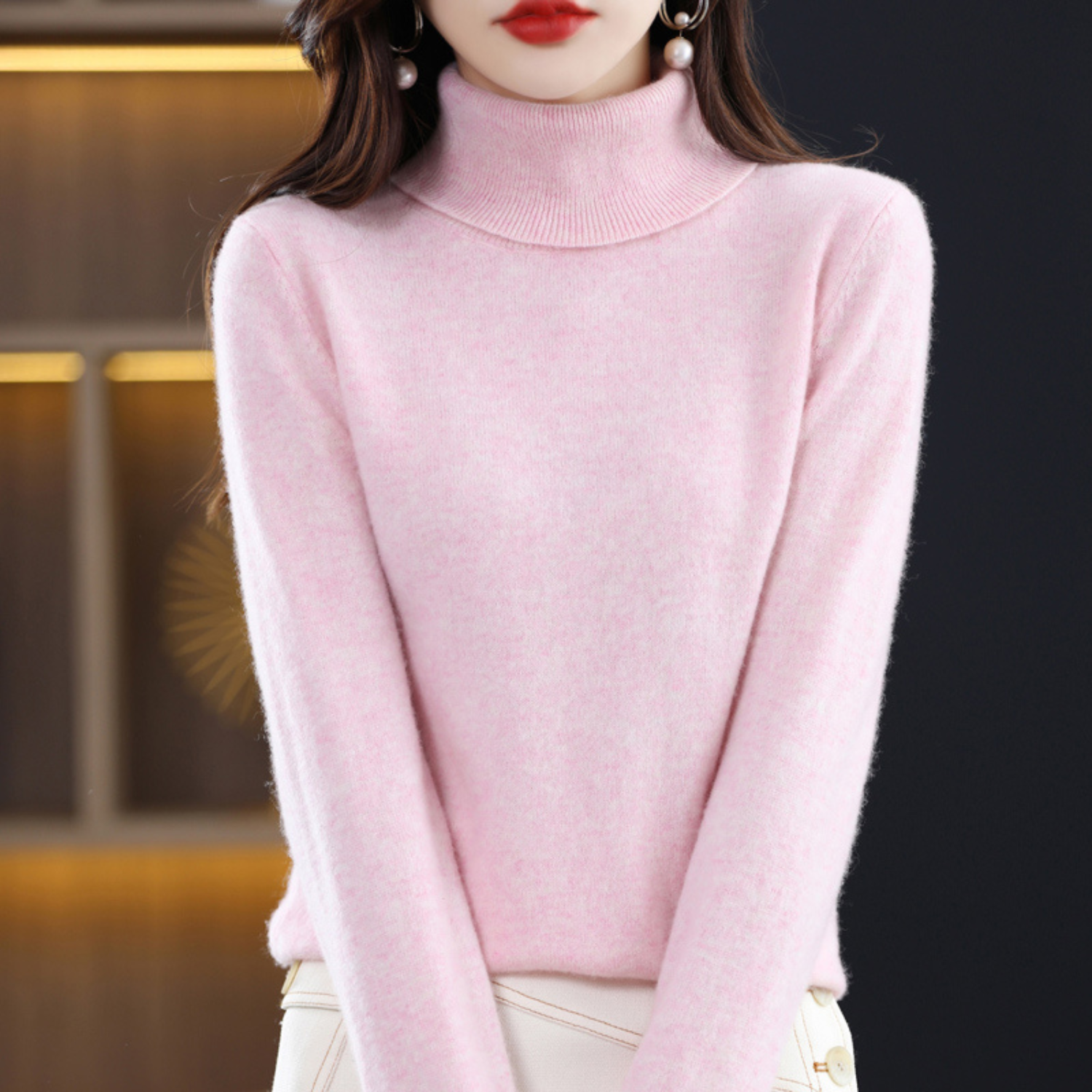 Emmie Cashmere Turtleneck Sweater for Women – Premium Soft Knit for Warmth and Light Comfort