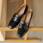Evrynth Loafers for Women – Mary Jane Leather Shoes with Chunky Heel & Comfort