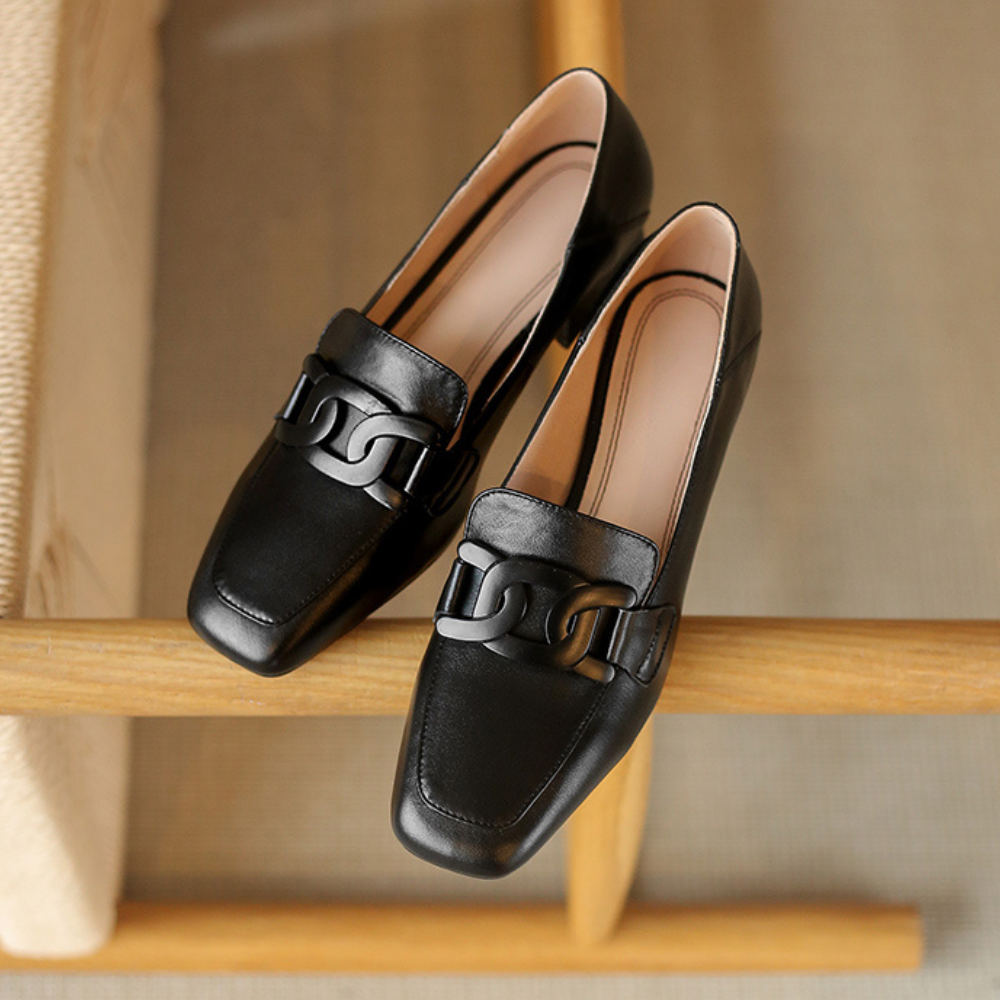 Evrynth Loafers for Women – Mary Jane Leather Shoes with Chunky Heel & Comfort