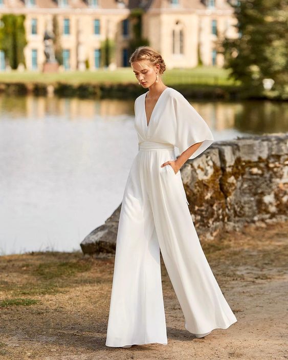 Suzette Jumpsuit for Women – Elegant Jumpsuit with Plunging Neckline & Wide Legs for a Refined Look